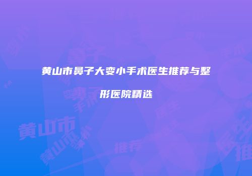 黄山市鼻子大变小手术医生推荐与整形医院精选