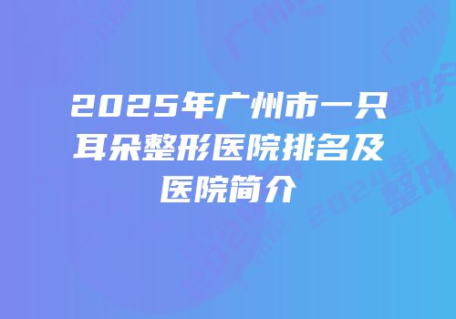 2025年广州市一只耳朵整形医院排名及医院简介