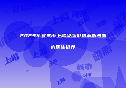 2025年宣城市上臂吸脂价格解析与机构医生推荐