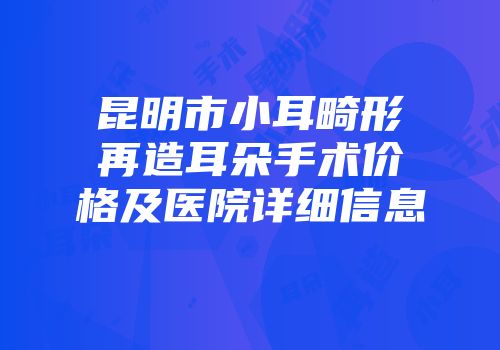 昆明市小耳畸形再造耳朵手术价格及医院详细信息