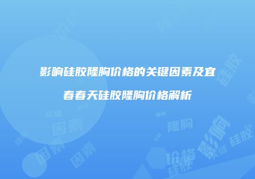 影响硅胶隆胸价格的关键因素及宜春春天硅胶隆胸价格解析