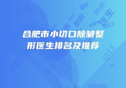 合肥市小切口除皱整形医生排名及推荐