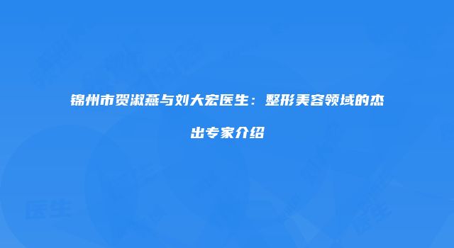 锦州市贺淑燕与刘大宏医生：整形美容领域的杰出专家介绍