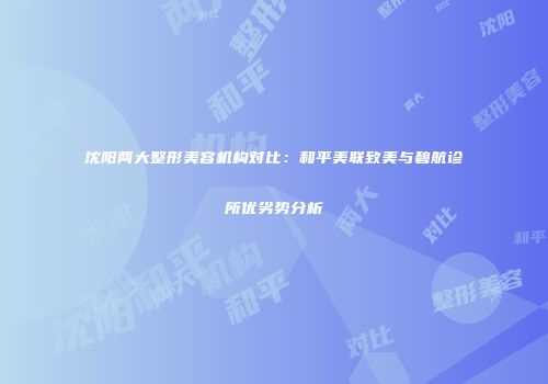 沈阳两大整形美容机构对比：和平美联致美与碧航诊所优劣势分析