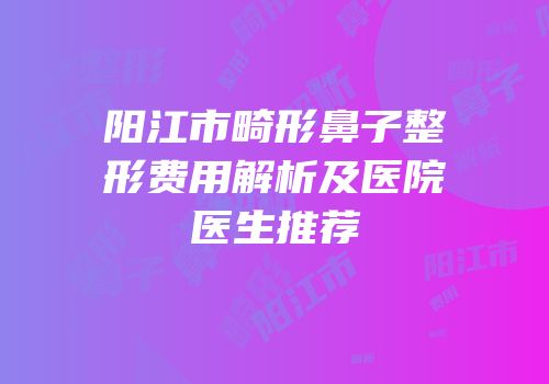 阳江市畸形鼻子整形费用解析及医院医生推荐