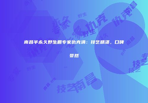 南昌半永久野生眉专家仇克清：技艺精湛，口碑斐然