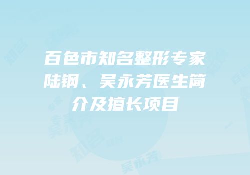 百色市知名整形专家陆钢、吴永芳医生简介及擅长项目