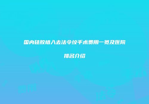 国内硅胶植入去法令纹手术费用一览及医院排名介绍