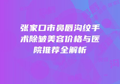 张家口市鼻唇沟纹手术除皱美容价格与医院推荐全解析