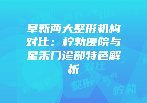 阜新两大整形机构对比：柠勃医院与星禾门诊部特色解析