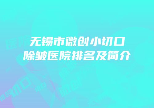 无锡市微创小切口除皱医院排名及简介
