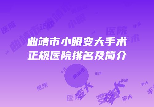 曲靖市小眼变大手术正规医院排名及简介