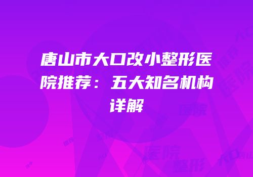 唐山市大口改小整形医院推荐：五大知名机构详解
