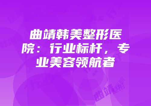 曲靖韩美整形医院：行业标杆，专业美容领航者
