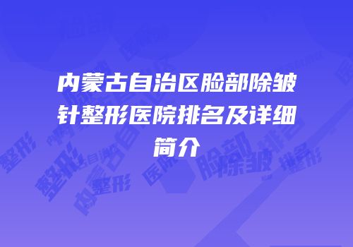 内蒙古自治区脸部除皱针整形医院排名及详细简介