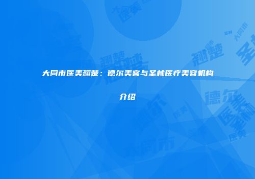 大同市医美翘楚：德尔美客与圣林医疗美容机构介绍