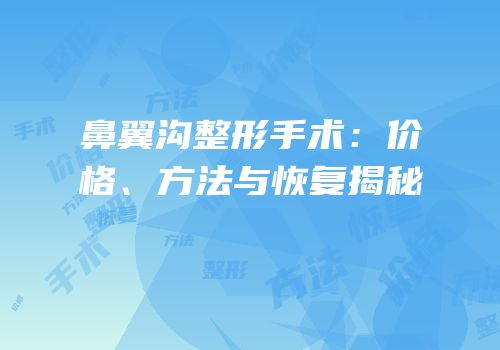 鼻翼沟整形手术：价格、方法与恢复揭秘