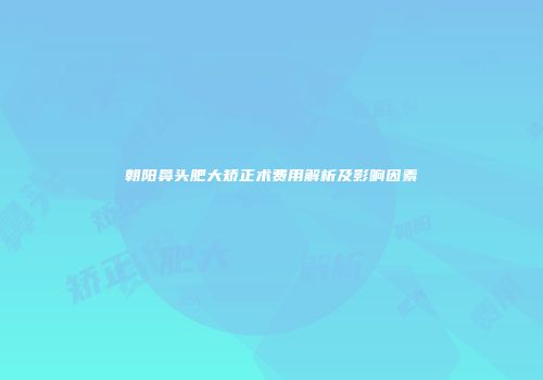 朝阳鼻头肥大矫正术费用解析及影响因素