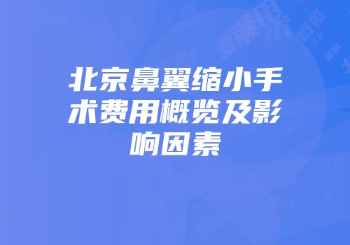 北京鼻翼缩小手术费用概览及影响因素