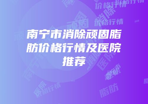 南宁市消除顽固脂肪价格行情及医院推荐