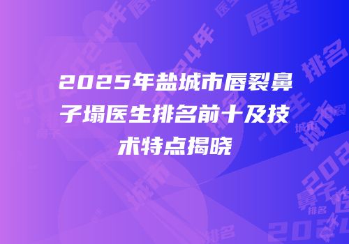 2025年盐城市唇裂鼻子塌医生排名前十及技术特点揭晓