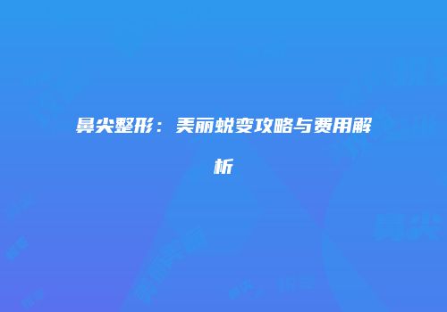 鼻尖整形：美丽蜕变攻略与费用解析