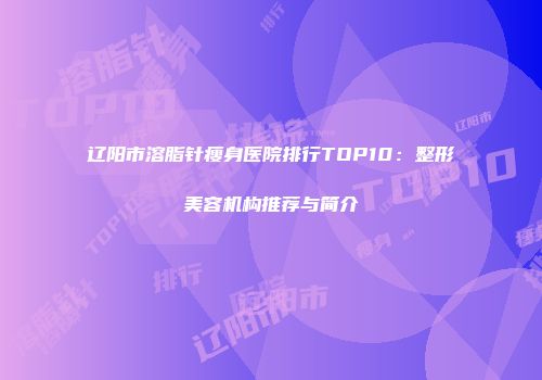 辽阳市溶脂针瘦身医院排行TOP10：整形美容机构推荐与简介