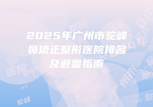 2025年广州市驼峰鼻矫正整形医院排名及避雷指南