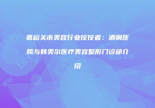 嘉峪关市美容行业佼佼者：酒钢医院与韩美尔医疗美容整形门诊部介绍
