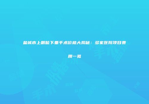 盐城市上眼睑下垂手术价格大揭秘：多家医院项目费用一览