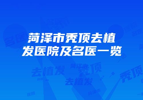 菏泽市秃顶去植发医院及名医一览