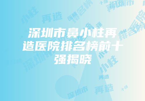 深圳市鼻小柱再造医院排名榜前十强揭晓