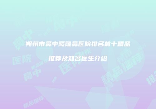 朔州市鼻中隔隆鼻医院排名前十精品推荐及知名医生介绍
