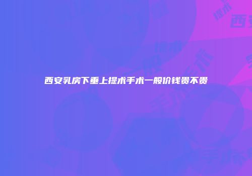 西安乳房下垂上提术手术一般价钱贵不贵