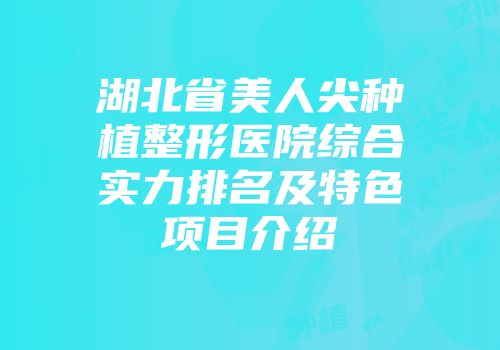 湖北省美人尖种植整形医院综合实力排名及特色项目介绍