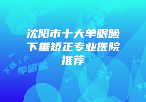 沈阳市十大单眼睑下垂矫正专业医院推荐