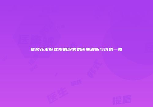 攀枝花市韩式提眉除皱术医生解析与价格一览