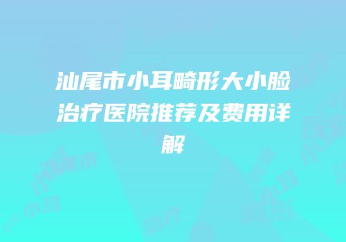 汕尾市小耳畸形大小脸治疗医院推荐及费用详解