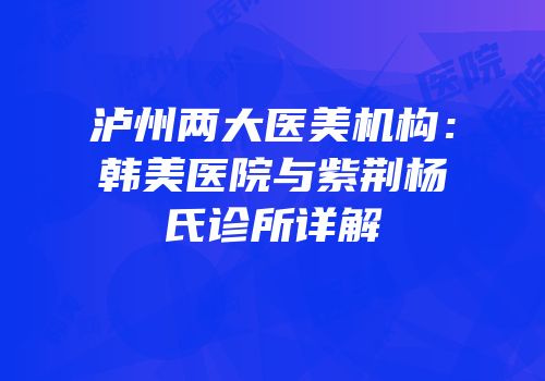 泸州两大医美机构：韩美医院与紫荆杨氏诊所详解