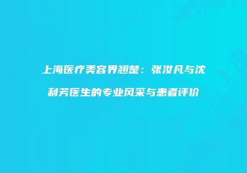 上海医疗美容界翘楚：张汝凡与沈利芳医生的专业风采与患者评价