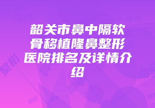 韶关市鼻中隔软骨移植隆鼻整形医院排名及详情介绍