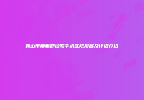 鞍山市腰腹部抽脂手术医院排名及详细介绍