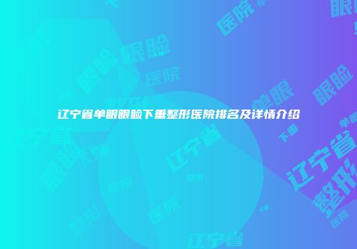 辽宁省单眼眼睑下垂整形医院排名及详情介绍