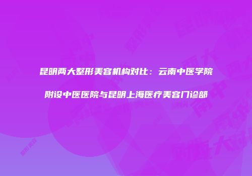 昆明两大整形美容机构对比：云南中医学院附设中医医院与昆明上海医疗美容门诊部