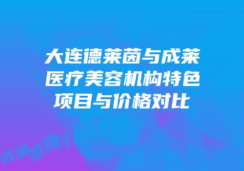 大连德莱茵与成莱医疗美容机构特色项目与价格对比