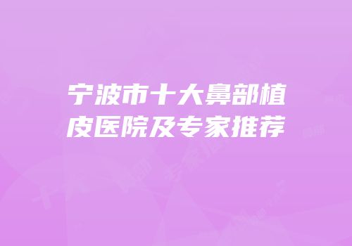 宁波市十大鼻部植皮医院及专家推荐
