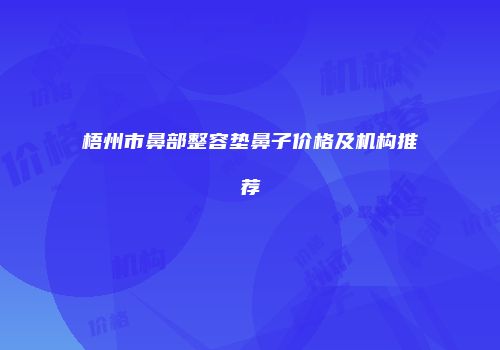 梧州市鼻部整容垫鼻子价格及机构推荐
