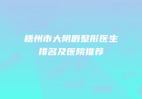 梧州市大阴唇整形医生排名及医院推荐