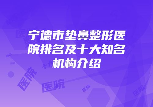 宁德市垫鼻整形医院排名及十大知名机构介绍