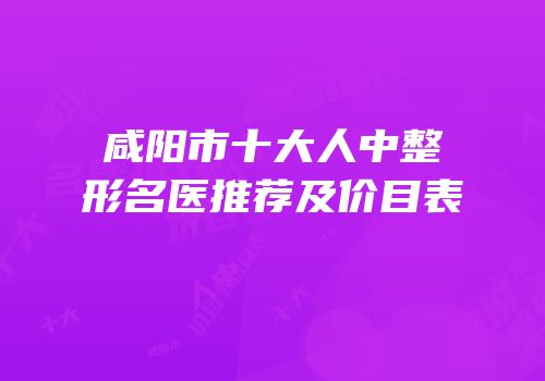 咸阳市十大人中整形名医推荐及价目表